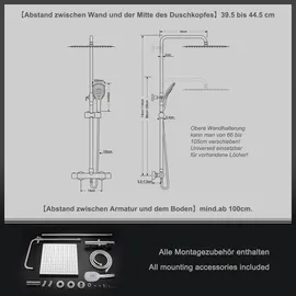 Görbach Regendusche Duschsystem mit Thermostatarmatur Chrom 25 * 25cm