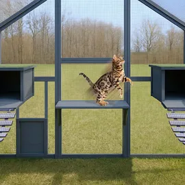 Wiltec Freilaufgehege Katzen 210 x 187 x 187 cm Grau