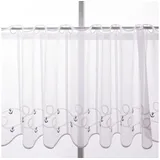 SCHÖNER LEBEN. Stoff Scheibengardinen Meterware nähfrei Stickerei Voile maritim Anker 45cm, bestickt blau|weiß