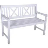 VARILANDO Tisch Stuhl Bank im skanddinavischen Stil White Washed im Vintage Shabby Look Eukalyptus weiß matt 100% zertifizierter Anbau (Bank 2-Sitzer)