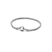 Pandora Moments Runder Verschluss Gedrehtes Schlangen-Gliederarmband aus Sterling-Silber, Kompatibel