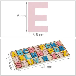 Relaxdays Buntes XL Holzbuchstaben-Set 104-teilig Beige,Blau,Rosa