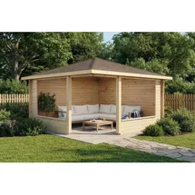 Alpholz Gartenhaus Maik-40 Spitzdach Unbehandelt 425 cm x 425 cm