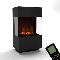 GLOW FIRE Elektrokamin OGF 1 Mini Wasserdampf Kamin, Standkamin, Elektrischer Kamin, Wasserdampfkamin mit 3D Feuer und Knisterfunktion schwarz