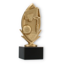 Pokal Kunststofffigur Basketballkranz goldmetallic auf schwarzem Marmorsockel 18,8cm