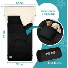 monzana Fußsack Kinderwagen Baby, mit Reflektoren, Reißverschluss Buggy Waschbar Babyschale Schlafsack Babydecke Kuschelig schwarz