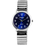 Classix Herrenuhr mit Metallzugband silber-blau - Dunkelblau/Dunkelblau