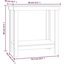 vidaXL Werkbank Weiß 80x50x80 cm Massivholz Kiefer
