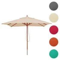 Mendler Gastronomie Holz-Sonnenschirm HWC-C57, Gartenschirm, Polyester/Holz 14kg, eckig 3x3m