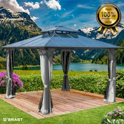 Alu Pavillon PAGODE 3,5x3,5m hellgrau mit Moskitonetz