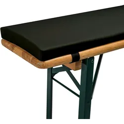 TexDeko Bierbankauflage gepolstert 220x25x4cm XL Bankauflage waschbar mit Reißverschluss zum selber aufziehen (Schwarz Kunstleder)