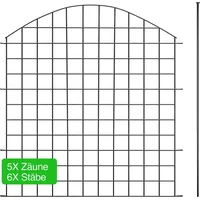 newhabitat | 5x Teichzaun Steckzaun aus Metall, Anthrazit,