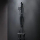 AM.PM Armaturen-Set: Thermostat Duscharmatur und Duschset, Handbrause, Duschstange F428xa46, X-Joy Schwarz