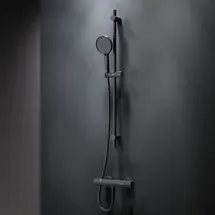 AM.PM Armaturen-Set: Thermostat Duscharmatur und Duschset, Handbrause, Duschstange F428xa46, X-Joy Schwarz