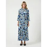 Y.A.S Hemdblusenkleid Shirtkleid Liro Print Blau L