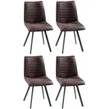 Home4You Esszimmerstuhl Vintage Mikrofaser braun 4er Set