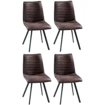 Home4You Esszimmerstuhl Vintage Mikrofaser braun 4er Set