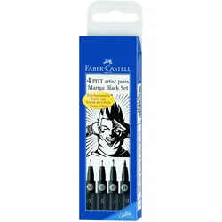 FABER CASTELL Tuschestift Pitt Artist Pen Manga Black sortiert mm schwarz 4er Etui