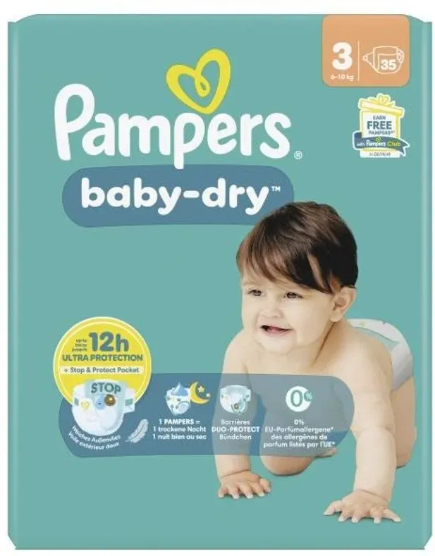 Pampers Baby Dry Größe 3 Midi, 6-10 kg, Einzelpackung, 35 Stück