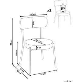 Beliani Esszimmerstuhl 2er Set ALLISON Bouclé Dunkelgrün