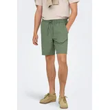 Only & Sons Shorts ONSLINUS 0007 COT LIN SHORTS NOOS Baumwolle mit Leinen, normal geschnitten grün M