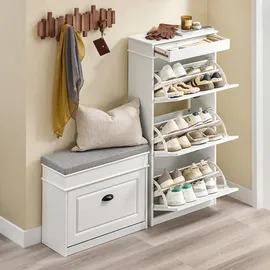 SoBuy Schuhschrank 53 x 118 x 24 cm 3 Klappen weiß