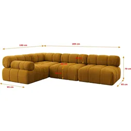 altdecor Ecksofa modulares Sofa Mende-L2 - 285x190x70 cm Senfgelb Cord