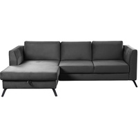 CAVADORE Ecksofa Ole / Samt-Sofa in L-Form mit Schwenkrücken und großem Longchair / 261 x 88 x 172 / Samtoptik Grau