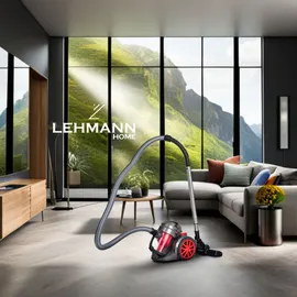 Lehmann Staubsauger beutellos Zyklon 1,8 L, Düsensatz, Turbobürste, Max 4000 Watt, HEPA-Filter - Rot