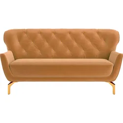 3-Sitzer SIT & MORE "Orient 3", gold, B:183cm H:89cm T:88cm, 100% Polyester, Sofas, inkl. 2 Zierkissen mit Strass-Stein, goldfarbene Metallfüße
