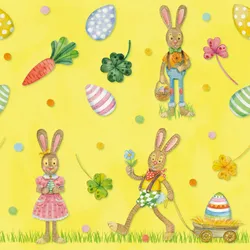 ti-flair 20 Servietten Papier 33x33cm 3-lagig - hochwertige Einweg Papierservietten Gastroservietten Osterservietten Motivservietten mit Osterhasen, Ostereiern