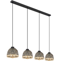 GLOBO Hängelampe Esstisch Pendelleuchte Boho Wohnzimmerlampe 4-flammig, Bambus Schirm