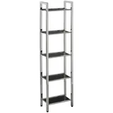 Xxxl Regal, Schwarz, Edelstahl, Metall, Glas, 5 Fächer, 30.5x114x17 cm, Wohnzimmer, Regale, Bücherregale