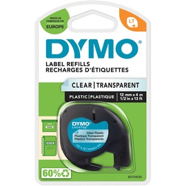 Dymo LetraTag Beschriftungsband, 12mm, schwarz/transparent (12267 / S0721530)