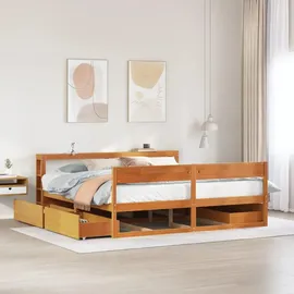 vidaXL Massivholzbett 180 x 200 cm Wachsbraun