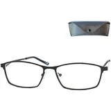 Mini Brille Elegante Metall Lesebrille Rechteckig Schwarz +1.0 mit Etui - 1.0