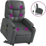 vidaXL Massagesessel mit Aufstehhilfe Kunstleder 89 x 100 x 0 cm Grau