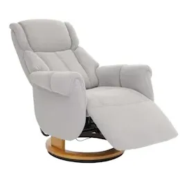 MCA Furniture MCA Relaxsessel + Aufstehhilfe HWC-N58, Fernsehsessel Sessel Fußstütze Bouclé Stoff Holz grau, Holz Natur
