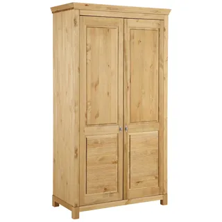 Kleiderschrank »Rauna, mit Lamellen und Kassetten, klassischer Landhausstil, rustikal«, (2 Breiten: 113/159 cm H/T ca. 195/60 cm), massive Kiefer, Metallgriffe, mehrere Varianten, zeitloses Design