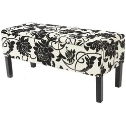 Mendler Bank Sitzbank Renens Aufbewahrungstruhe Stoff/Textil 95x36x44 cm ~ jacquard schwarz