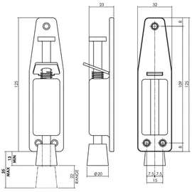 INTERSTEEL Türfeststeller Silber 14 cm