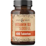 Vitamin D3 Hochdosiert - 400 Tabletten - Vitamin D3 5000 IE - Vitamin D Tabletten - Vitamin D hochdosiert - Vitamin D3