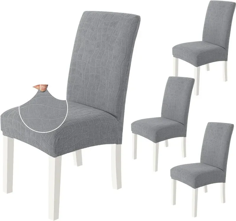 【3 € Rabatt ab 10 €】YSTYLE Sitzbezüge für Esszimmerstühle, Stuhlhusse für Esszimmer, 4 Stück, BW, Hellgrau