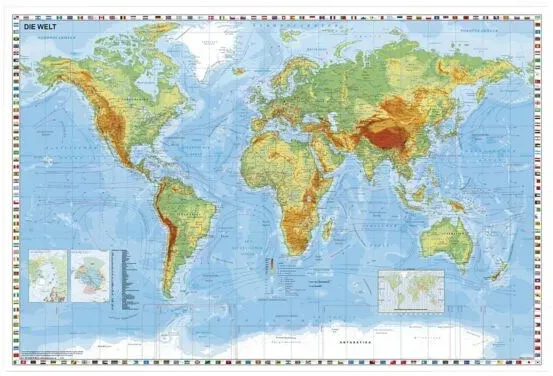 STIEFEL Eurocart Wandkarte »Weltkarte physisch« 95 x 62 cm