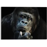 Reinders! Glasbild »Glasbild Gorilla Affe - Kräftig - Nachdenklich«, Affen, (1 St.), schwarz
