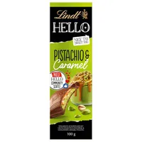 Lindt Tafelschokolade HELLO Pistachio & Caramel, mit gesalzene Karamell-Füllung & Pistazienstückchen, 100 g