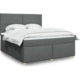 vidaXL Boxspringbett mit Matratze Dunkelgrau 180x200 cm Stoff