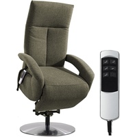 CAVADORE TV-Sessel Tirol / Fernsehsessel mit Aufstehhilfe, elektrisch verstellbarer Relaxfunktion / 2 E-Motoren / 74 x 112 x 82 / Strukturstoff: Grün