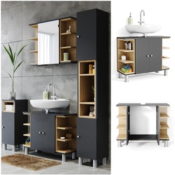 Vicco Waschbeckenunterschrank Aquis Waschtisch Unterschrank Eiche Anthrazit