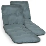 Beautissu Liegenauflage 2X Auflage Sonnenliege Deckchair Flair RL, 190x60x8 cm, Taubenblau, 2X Polster für Sonnenliege Liegestuhl Auflage für Gartenmöbel blau